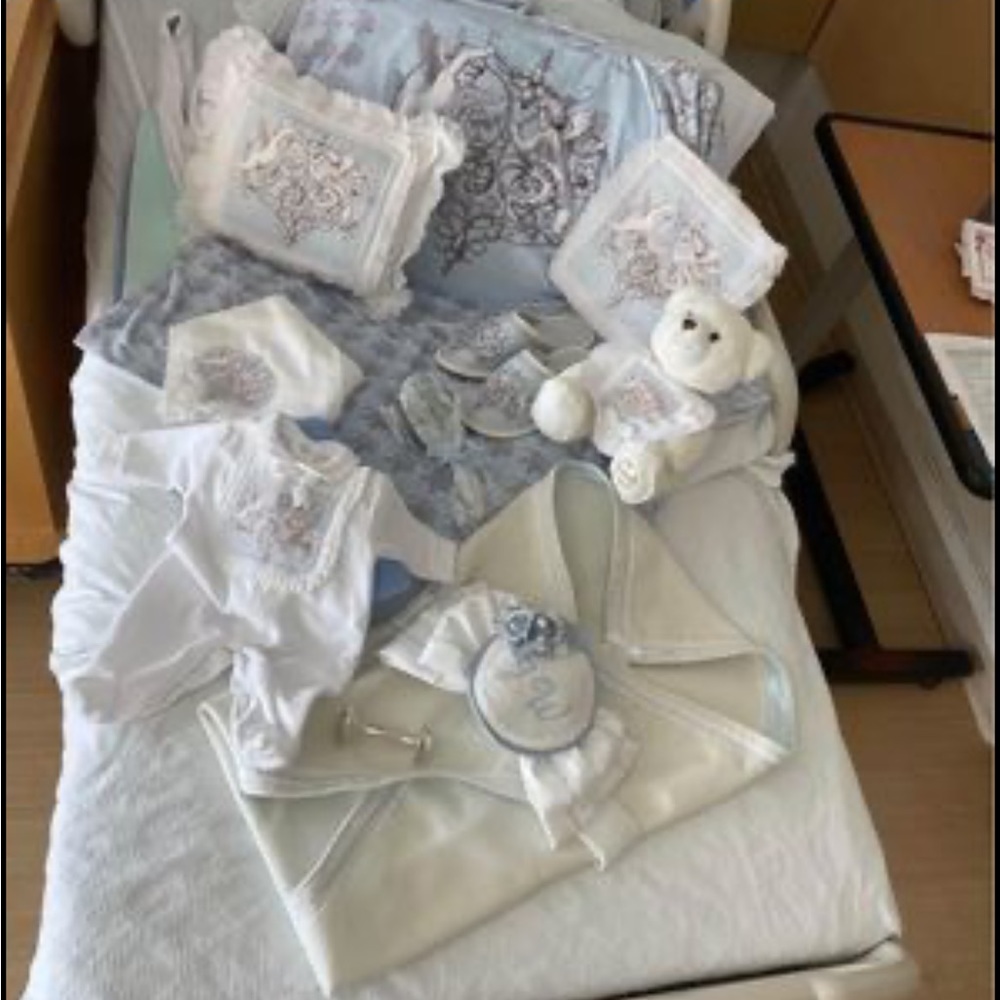 Baby boy hospital set new born with matching mums rope & slippers small size